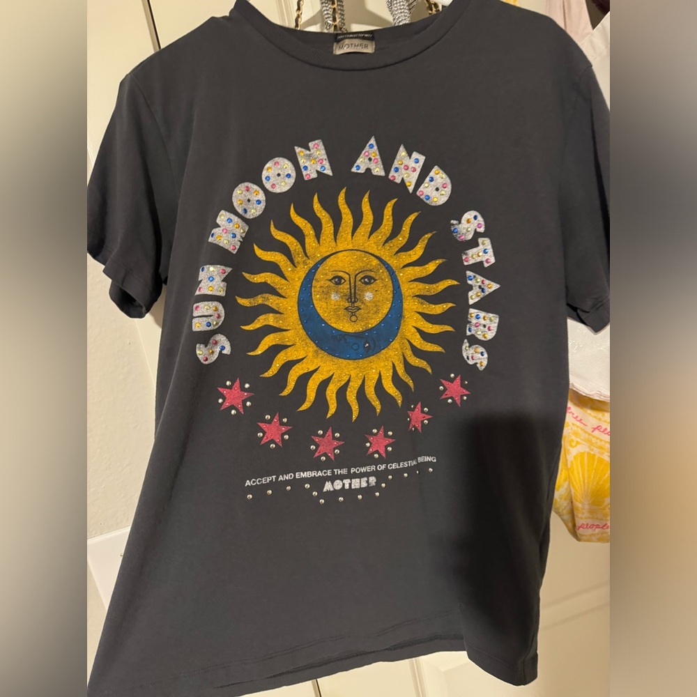 MOTHER Black Tee with Graphic Design